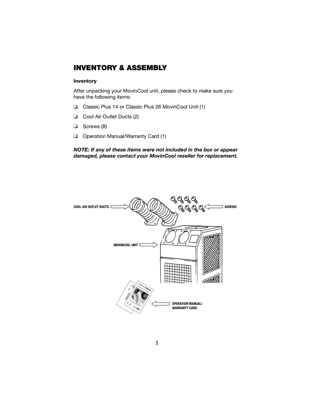 Denso CLASSIC PLUS 14, CLASSIC PLUS 26 operation manual Inventory & Assembly 