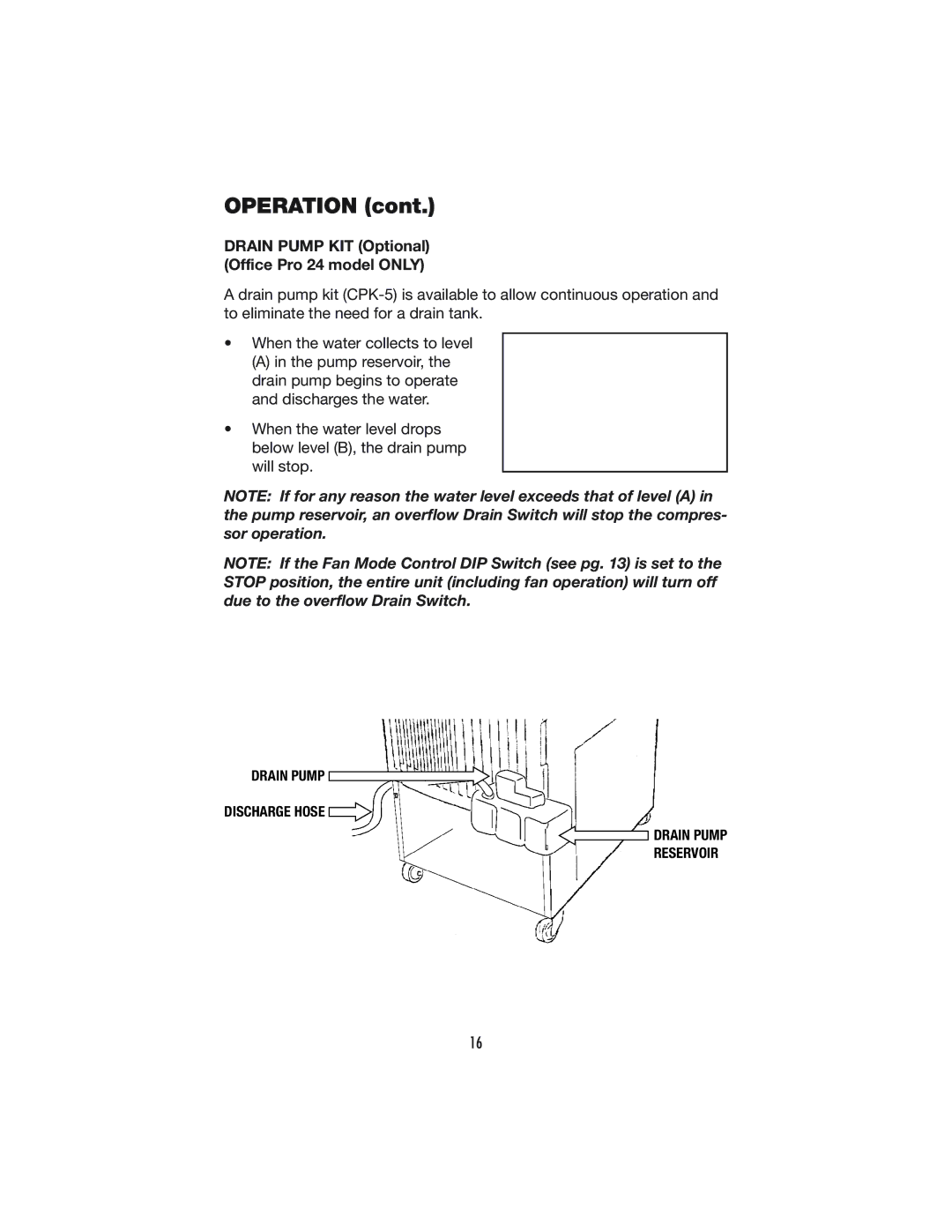 Denso OFFICE PRO 12, OFFICE PRO 24 operation manual Drain Pump KIT Optional Office Pro 24 model only 