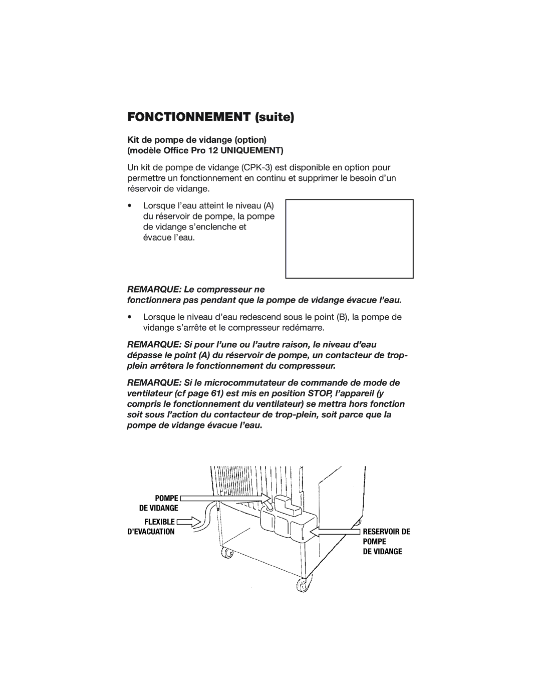 Denso OFFICE PRO 24, OFFICE PRO 12 operation manual Pompe DE Vidange Flexible 