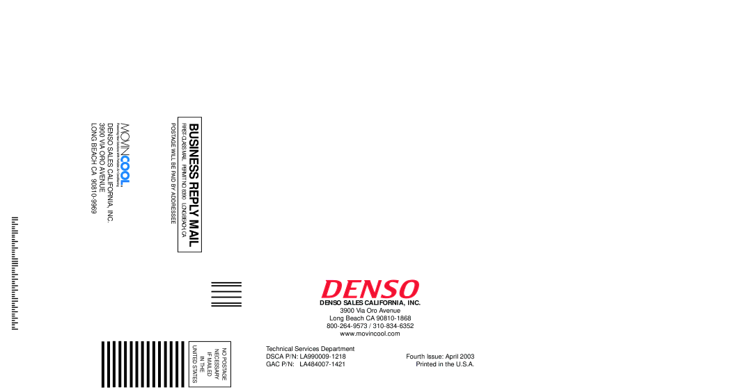 Denso OFFICE PRO 12, OFFICE PRO 24 operation manual Unitedinifnecessaryno Statesthemailedpostage 