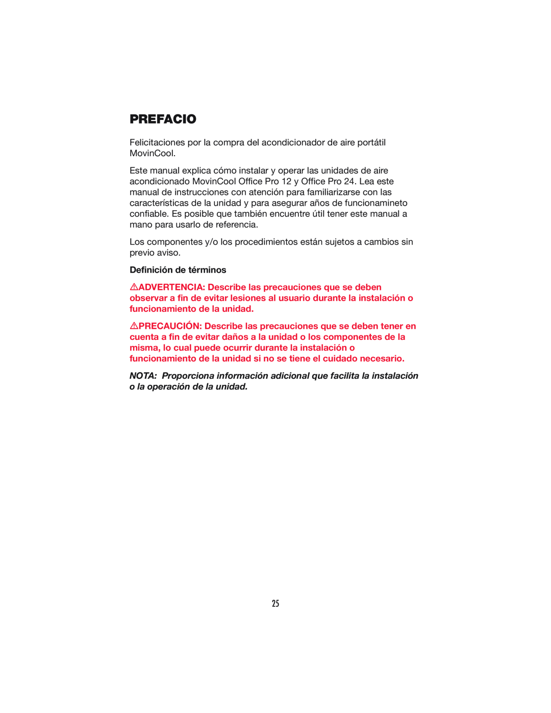 Denso OFFICE PRO 24, OFFICE PRO 12 operation manual Prefacio, Definición de términos 