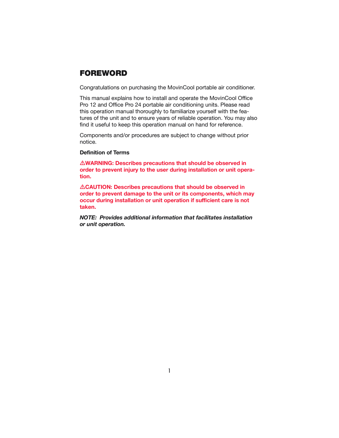 Denso OFFICE PRO 24, OFFICE PRO 12 operation manual Foreword, Definition of Terms 