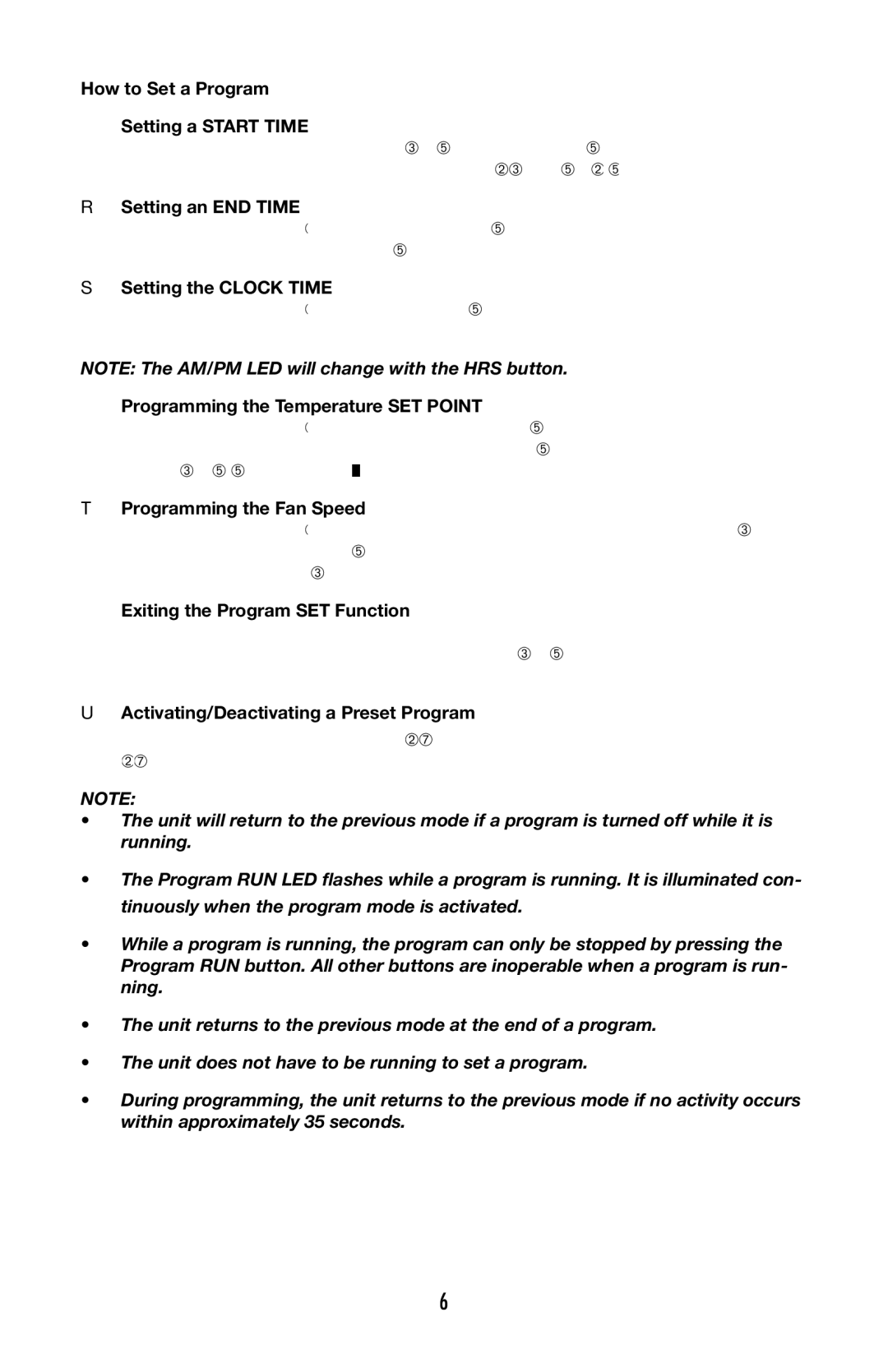 Denso OFFICE PRO 36 How to Set a Program ➀ Setting a Start Time, ➁ Setting an END Time, ➂ Setting the Clock Time 