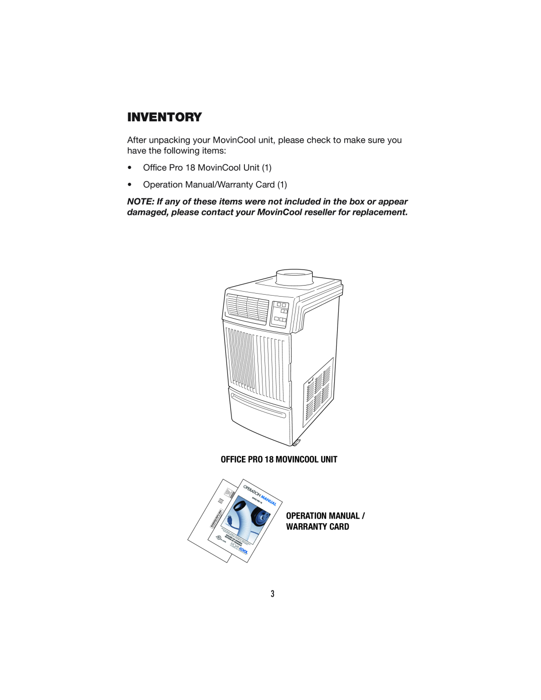 Denso PRO 18 operation manual Inventory, Warranty Card 