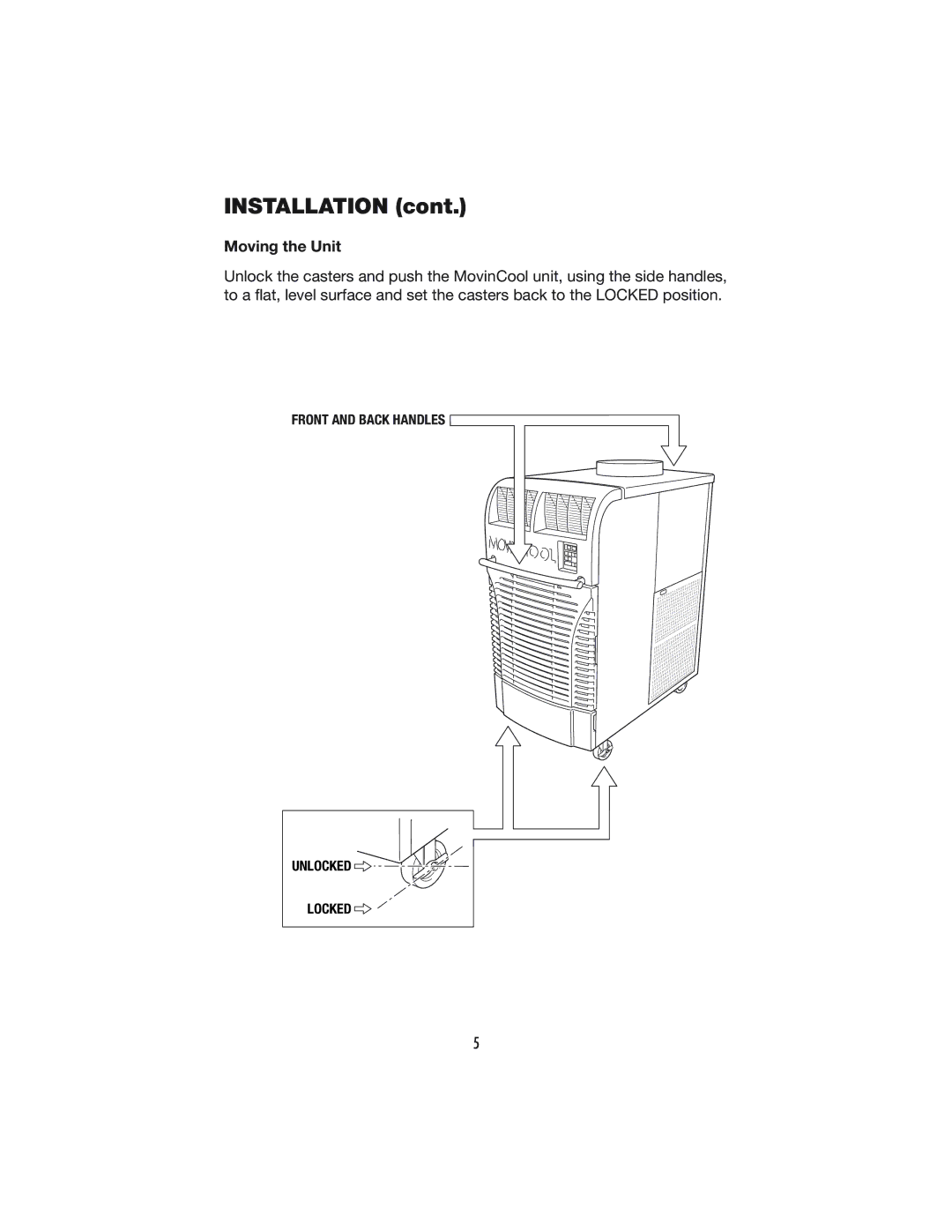 Denso PRO 60 operation manual Installation, Moving the Unit 