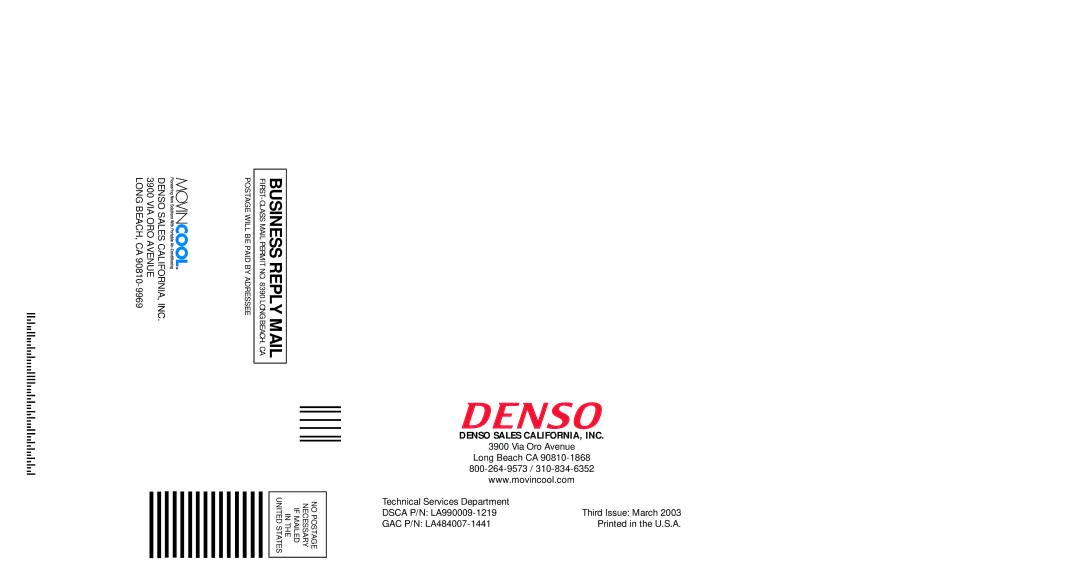 Denso PRO 60 operation manual Mail 