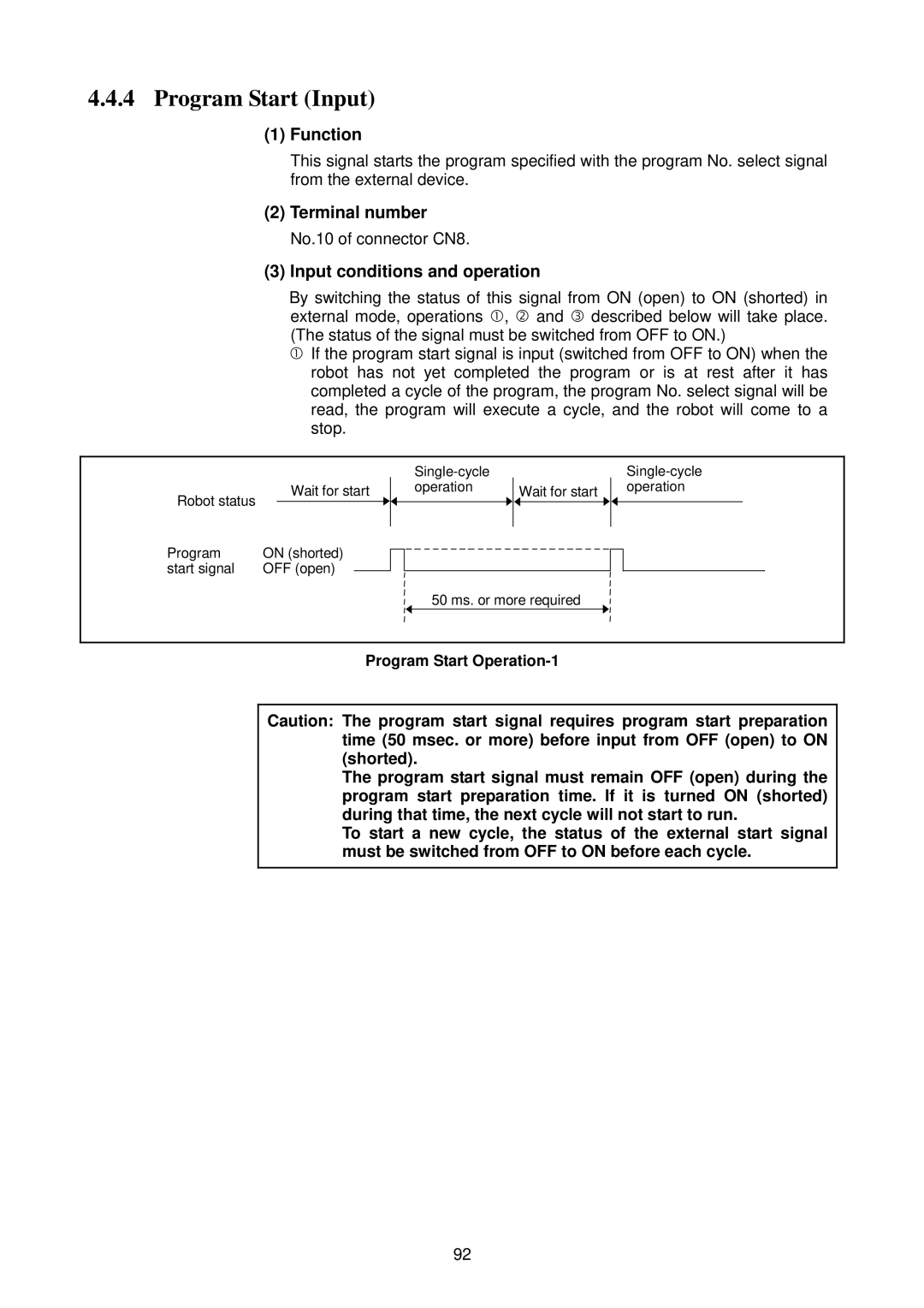 Denso RC5 manual Program Start Input, Program Start Operation-1 