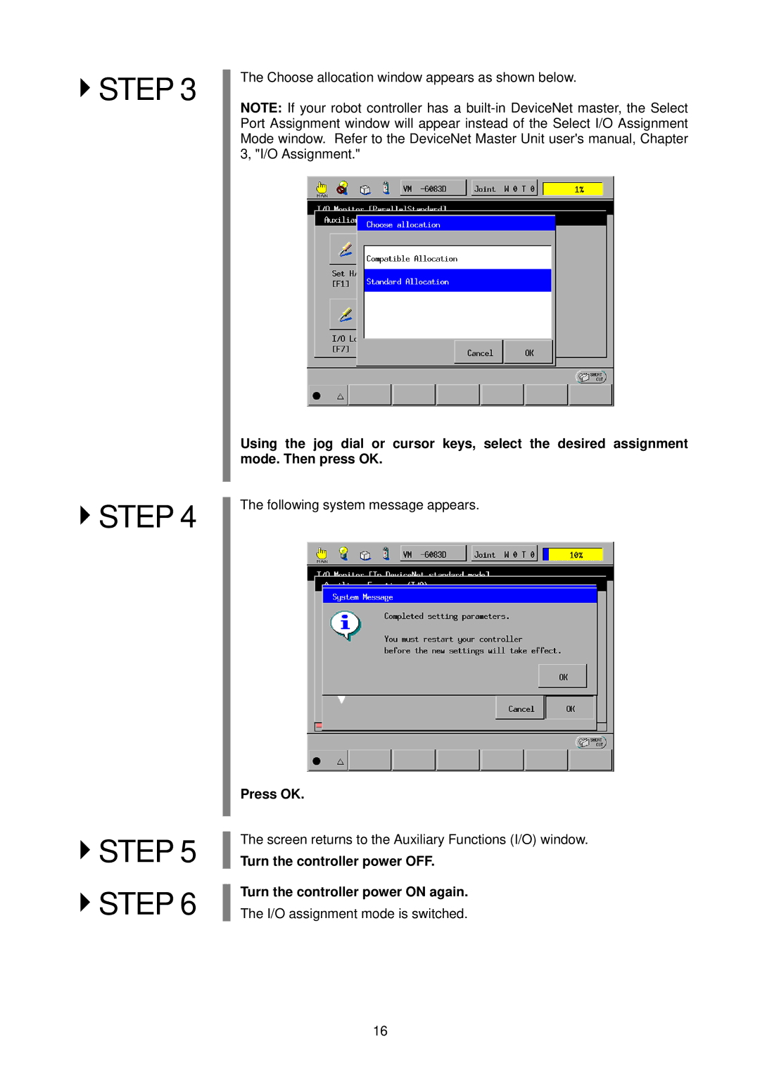 Denso RC5 manual Choose allocation window appears as shown below, Following system message appears 