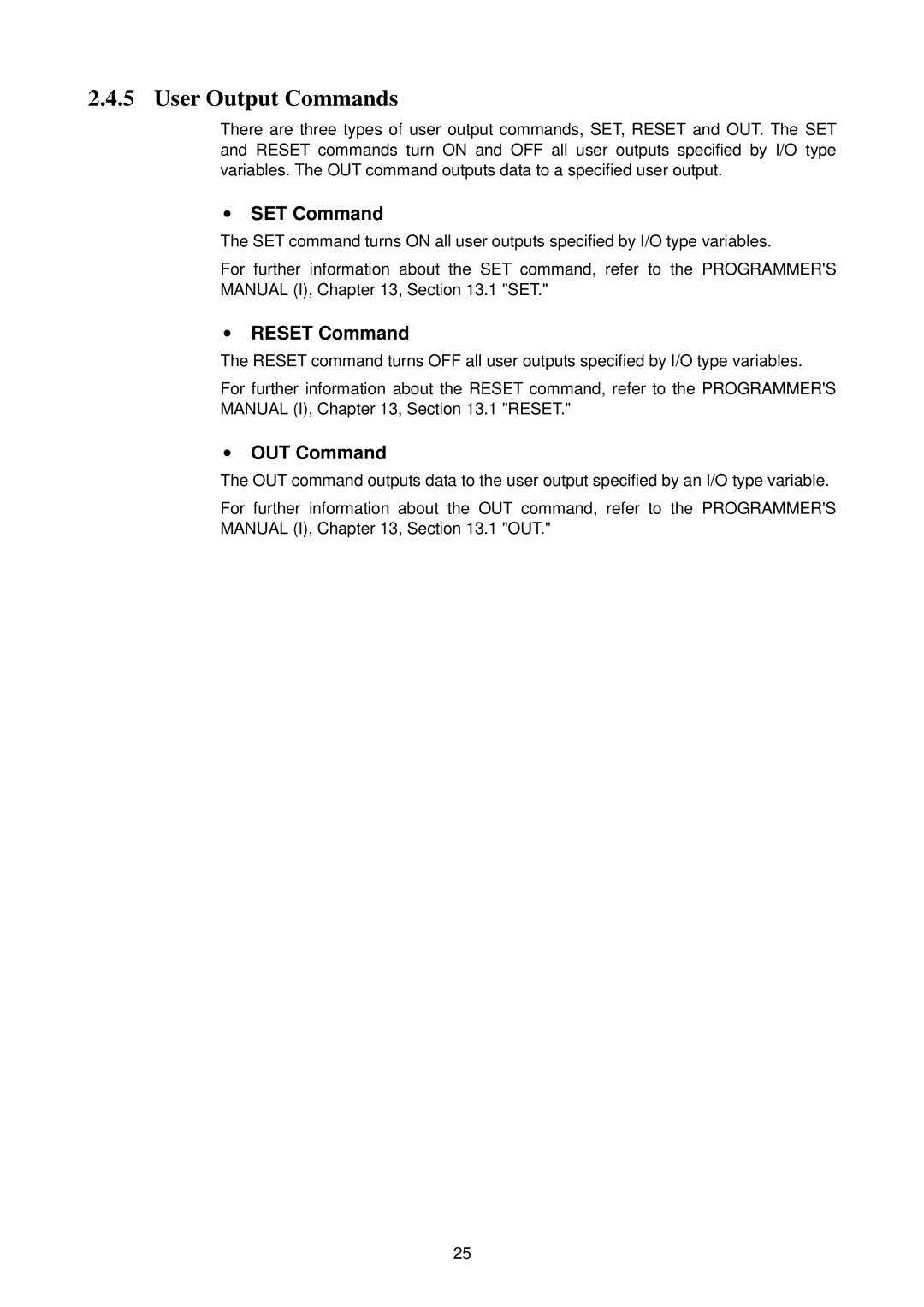 Denso RC5 manual User Output Commands, SET Command 