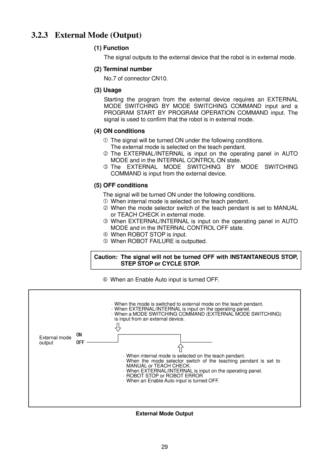 Denso RC5 manual External Mode Output, Terminal number, No.7 of connector CN10 