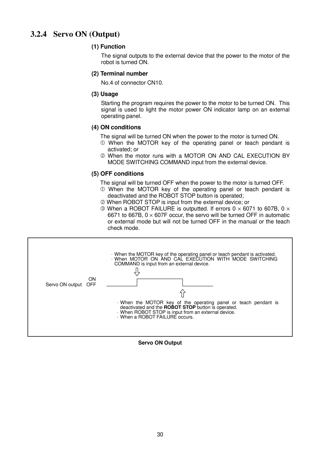 Denso RC5 manual Servo on Output, No.4 of connector CN10 