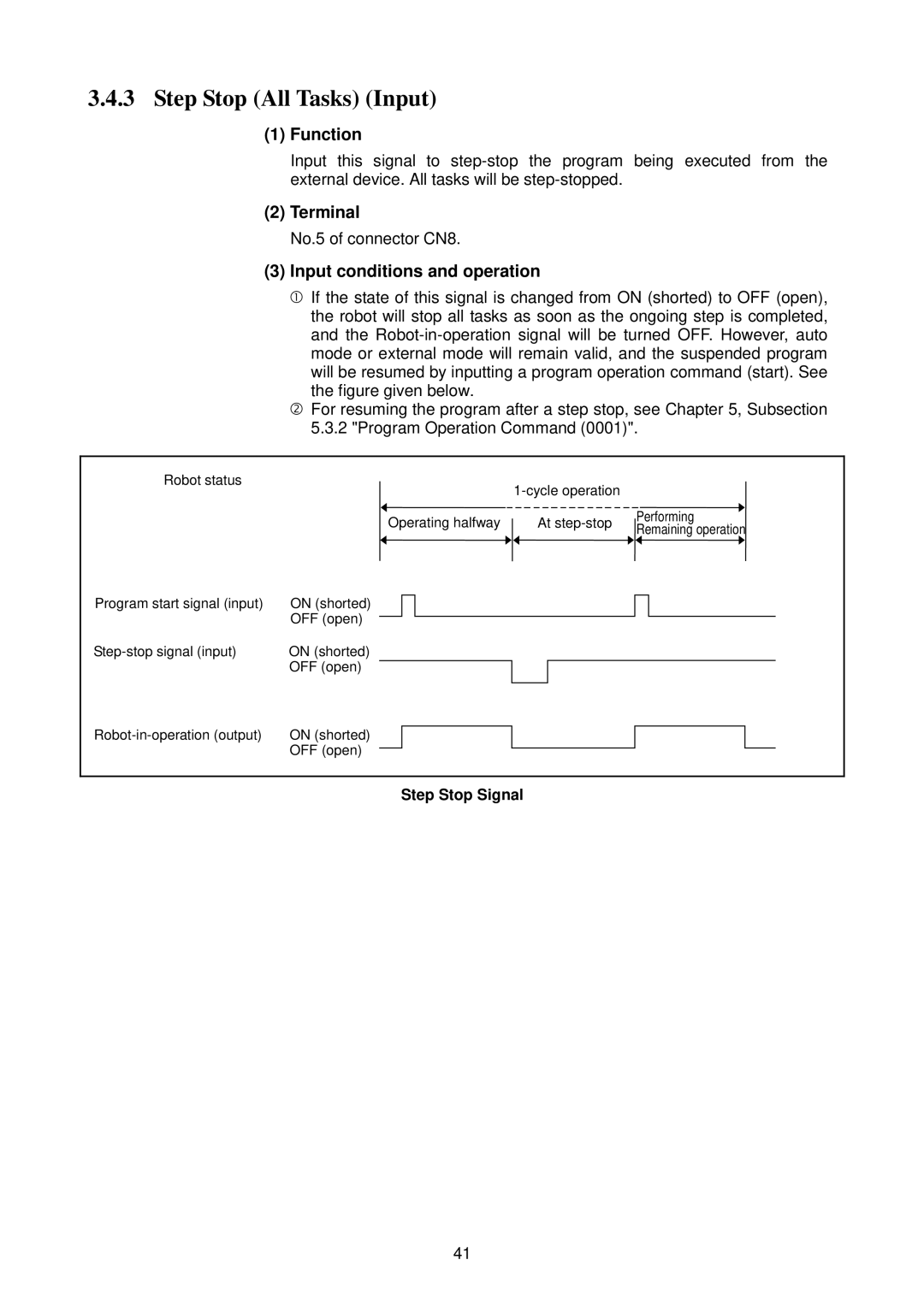 Denso RC5 manual Step Stop All Tasks Input, Terminal, No.5 of connector CN8, Step Stop Signal 