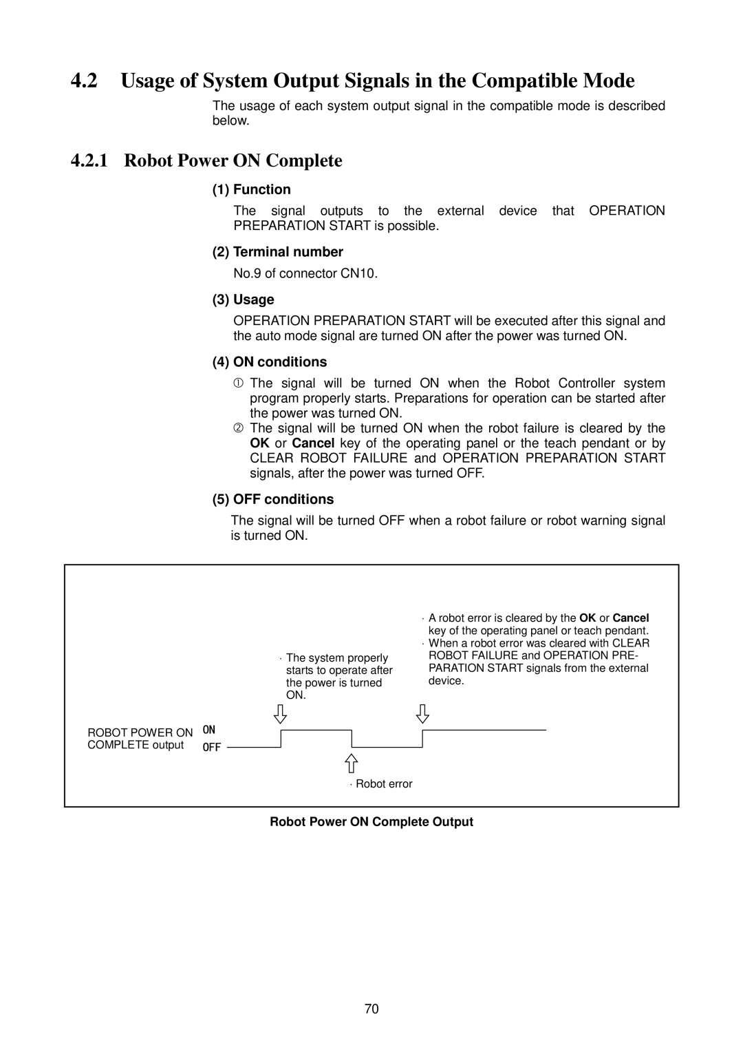 Denso RC5 manual Usage of System Output Signals in the Compatible Mode, Robot Power on Complete 