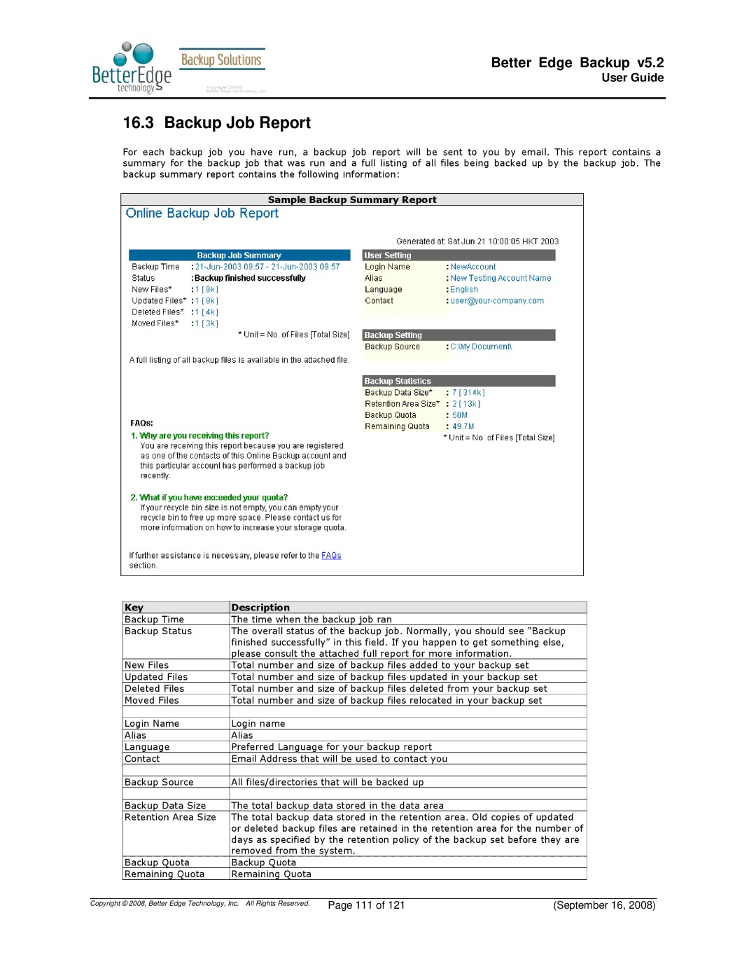 Deonet Backup Solutions 5.2.7.0 manual Backup Job Report 