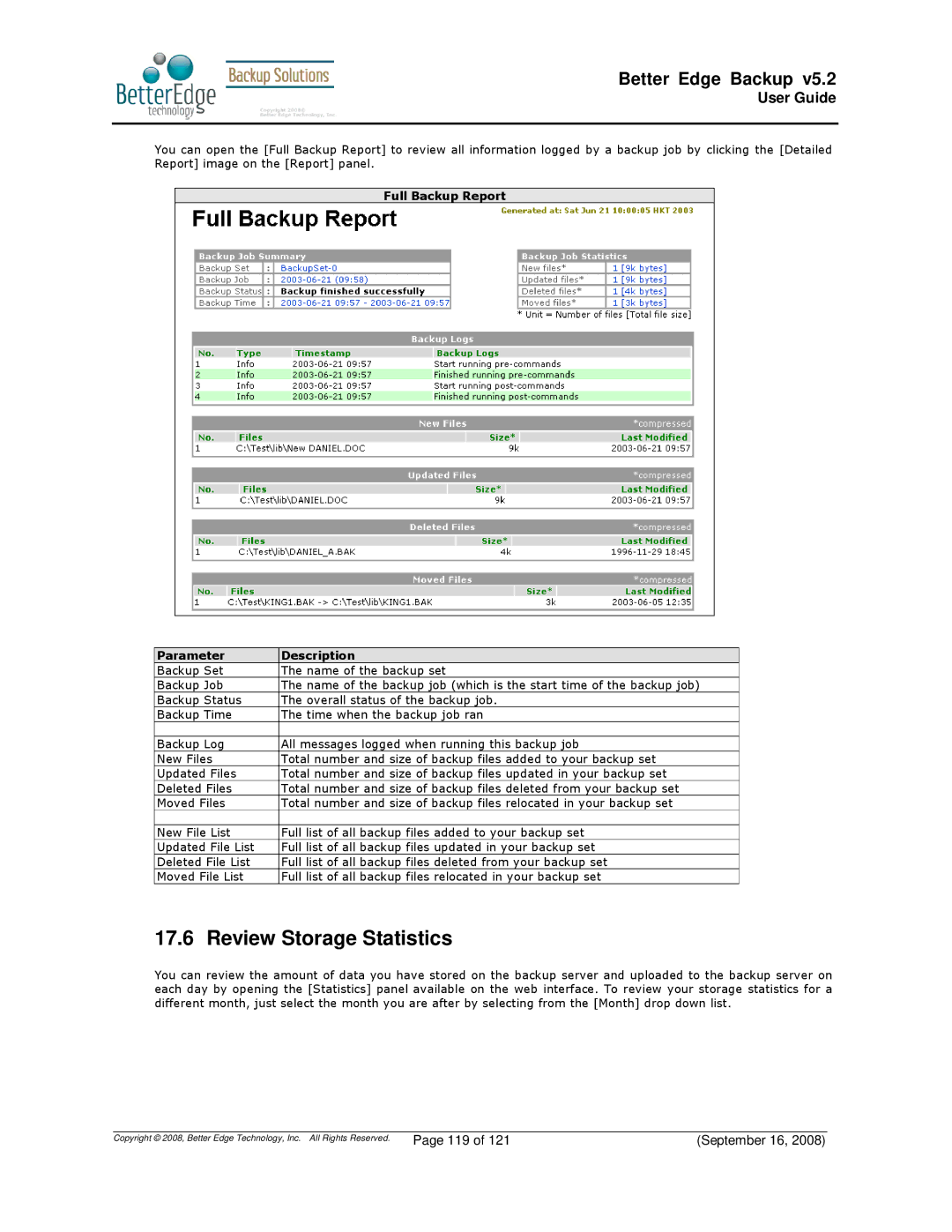 Deonet Backup Solutions 5.2.7.0 manual Review Storage Statistics 