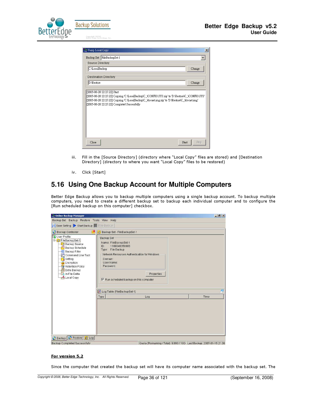 Deonet Backup Solutions 5.2.7.0 manual Using One Backup Account for Multiple Computers 