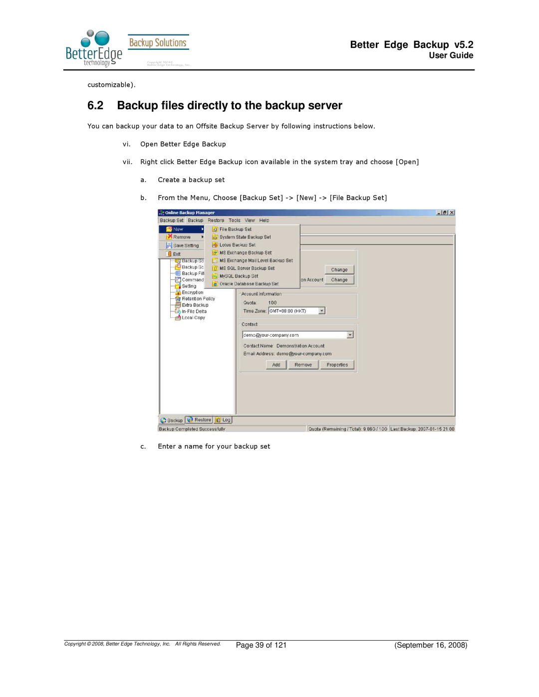 Deonet Backup Solutions 5.2.7.0 manual Backup files directly to the backup server 