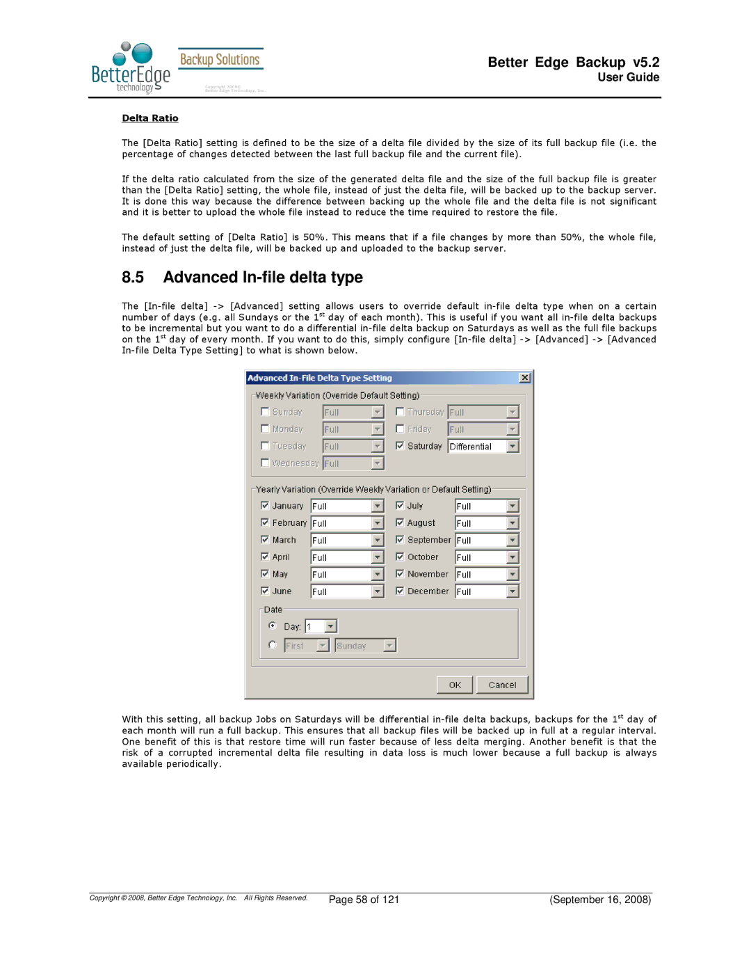 Deonet Backup Solutions 5.2.7.0 manual Advanced In-file delta type 