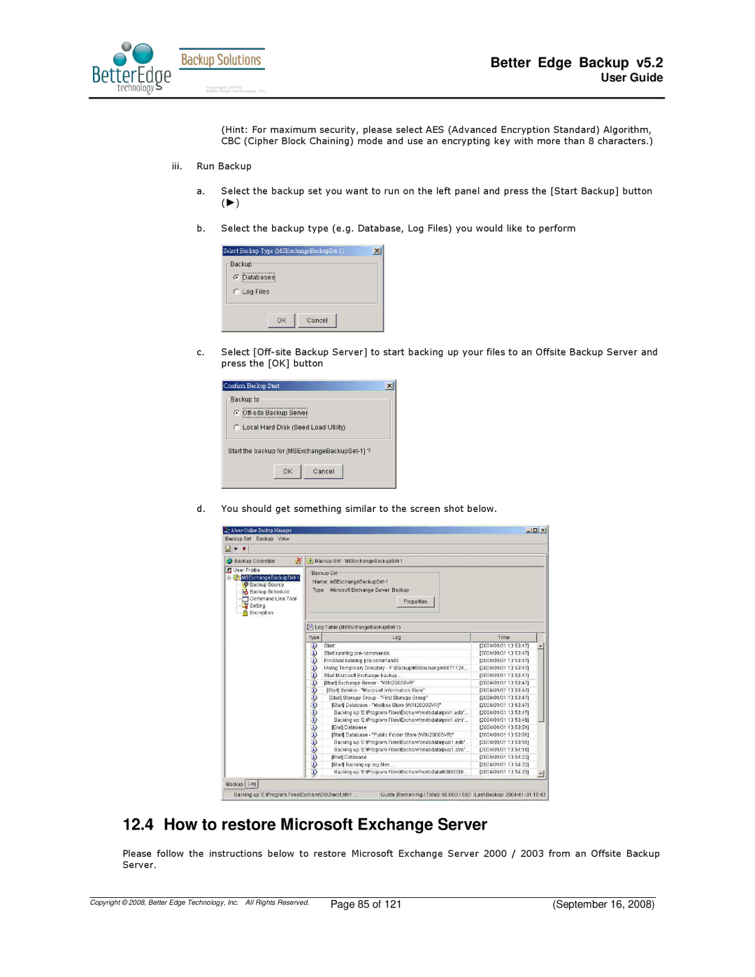 Deonet Backup Solutions 5.2.7.0 manual How to restore Microsoft Exchange Server 