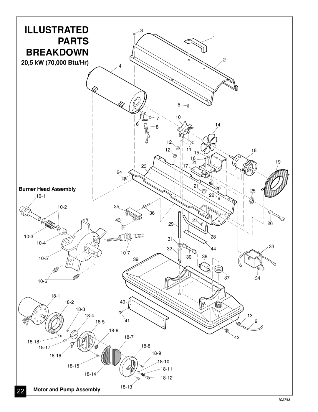 Desa 000) 20, 000) 26 owner manual 20,5 kW 70,000 Btu/Hr, Burner Head Assembly 