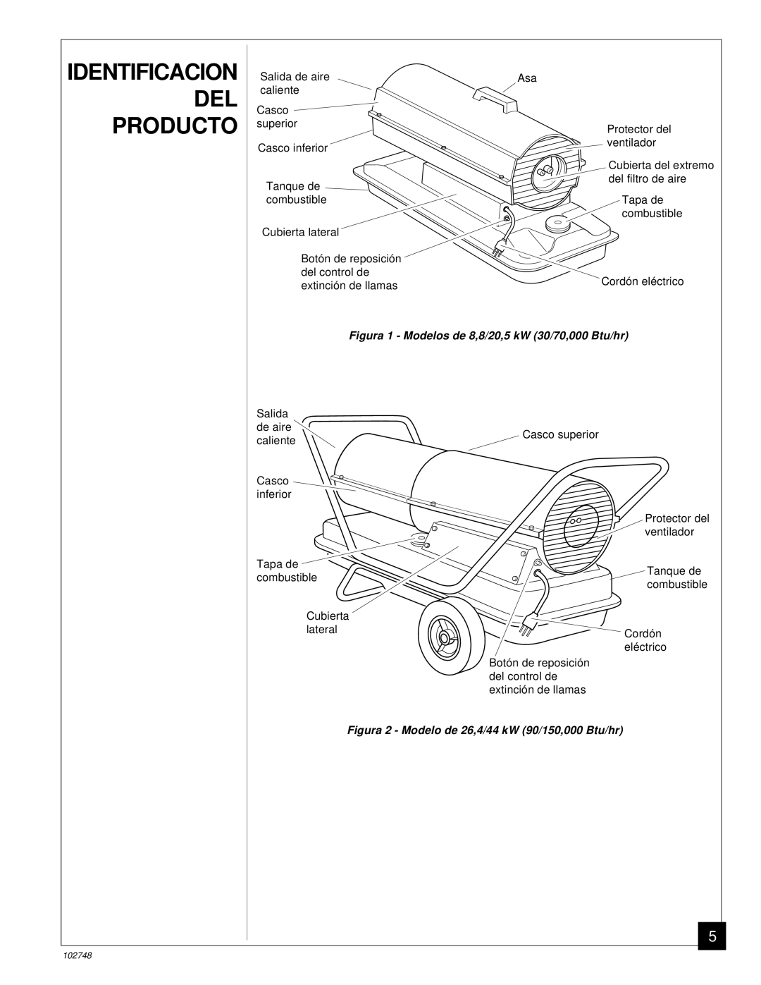 Desa 000) 26, 000) 20 owner manual Identificacion DEL Producto 