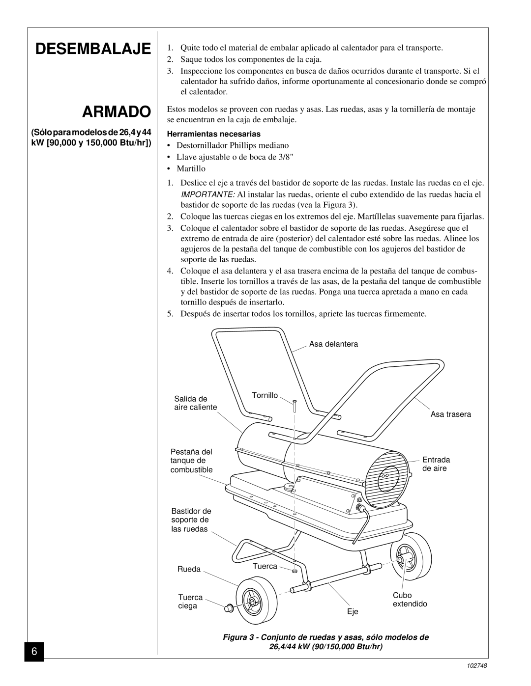 Desa 000) 20, 000) 26 owner manual Desembalaje Armado 