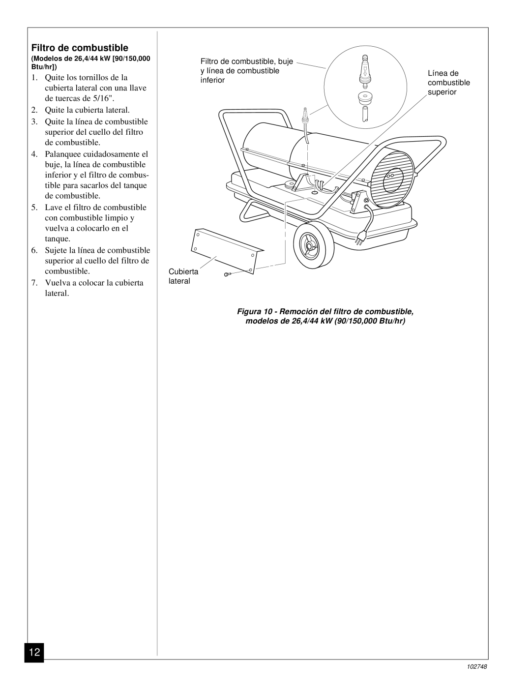 Desa 000) 20, 000) 26 owner manual Línea de combustible superior 