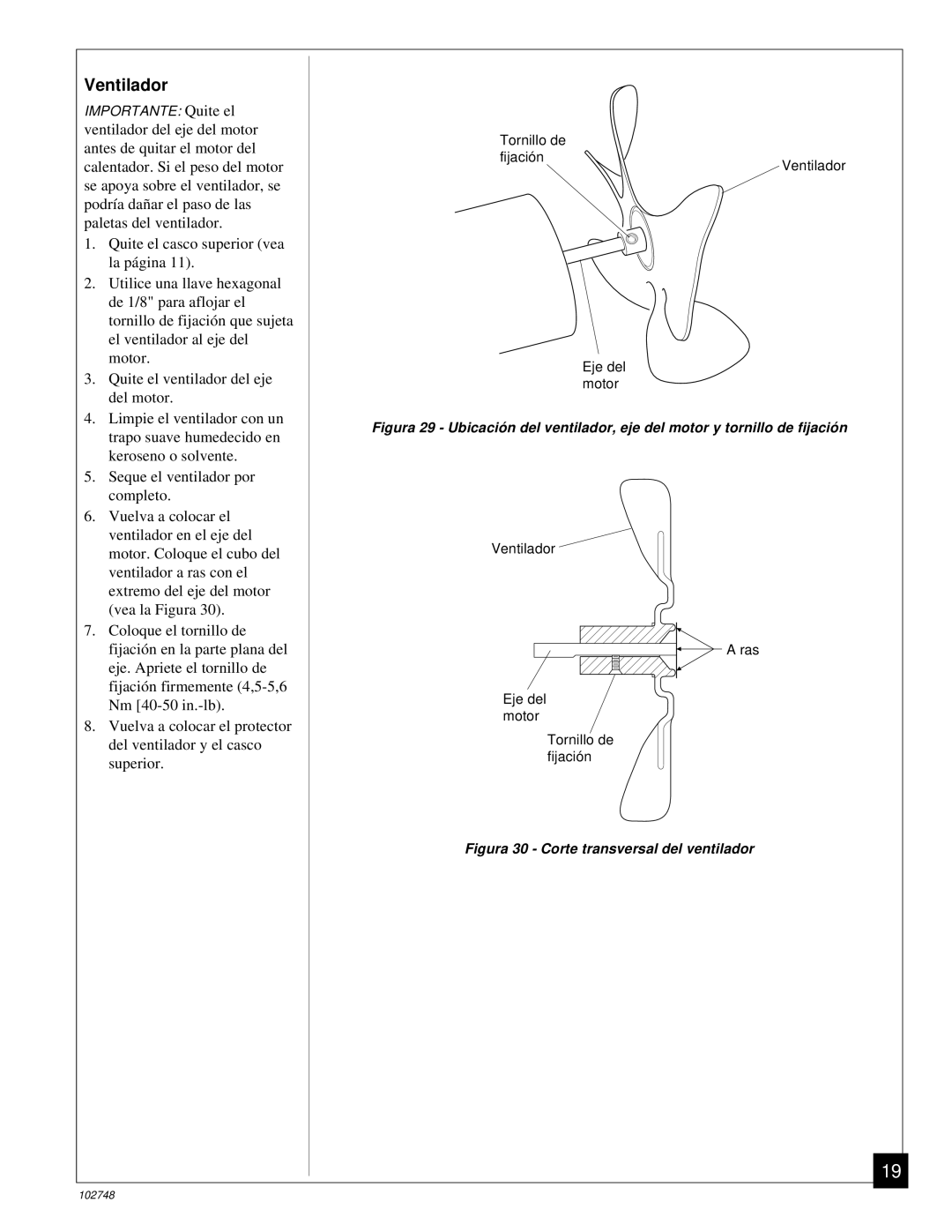 Desa 000) 26, 000) 20 owner manual Ventilador, Figura 30 Corte transversal del ventilador 