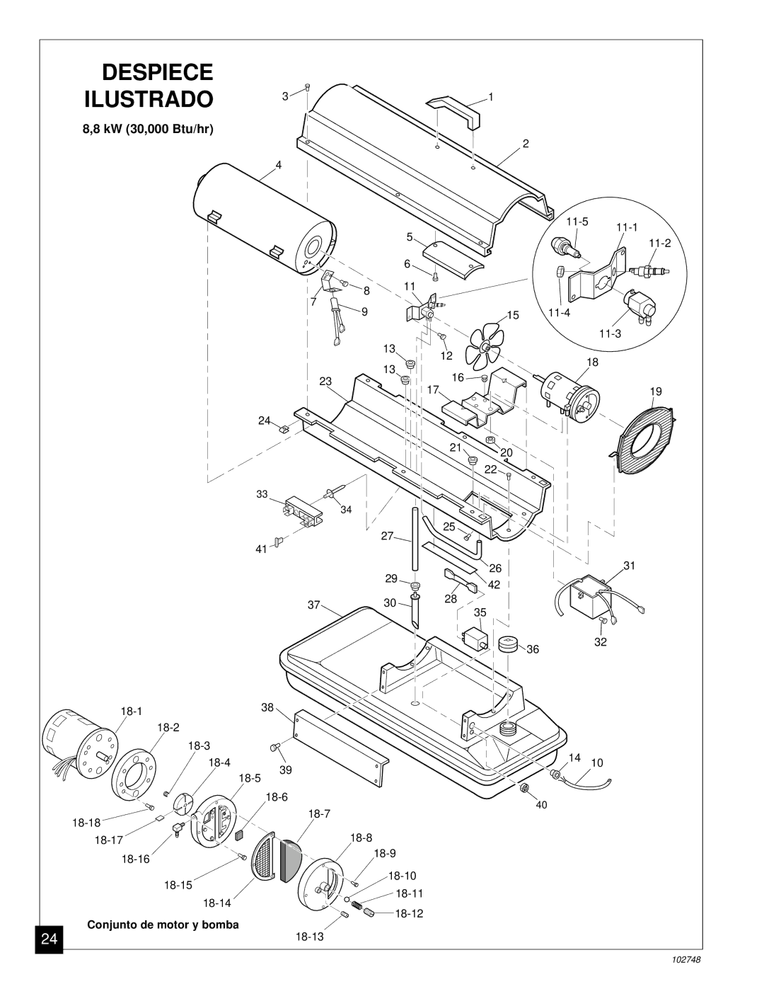 Desa 000) 20, 000) 26 owner manual Despiece Ilustrado, KW 30,000 Btu/hr 