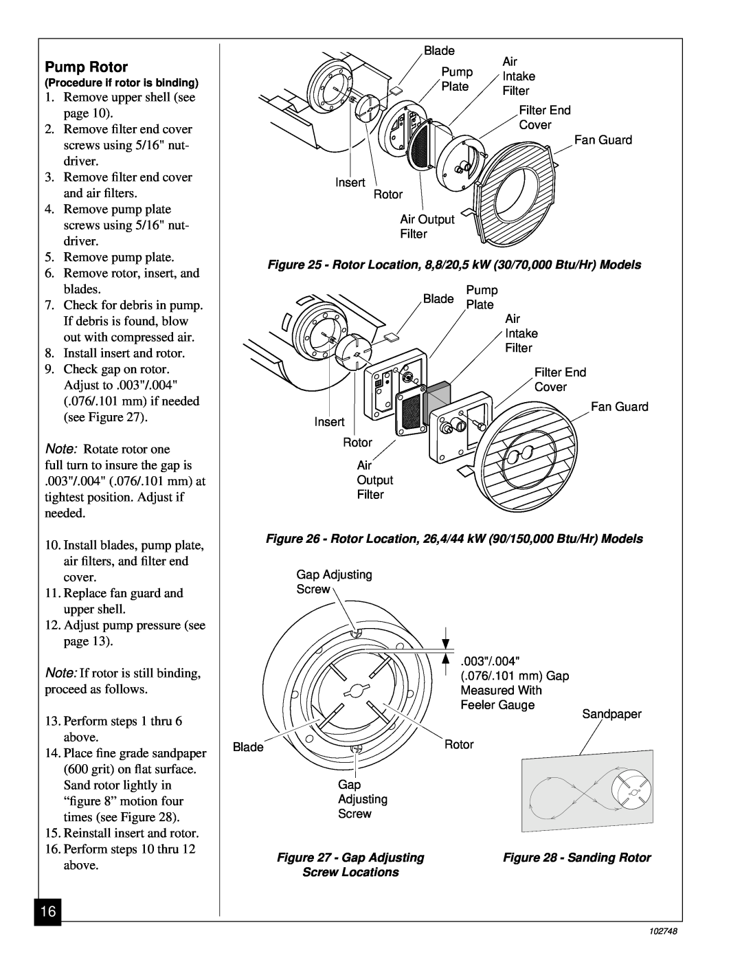 Desa 000) 20, 000) 26 owner manual Pump Rotor 