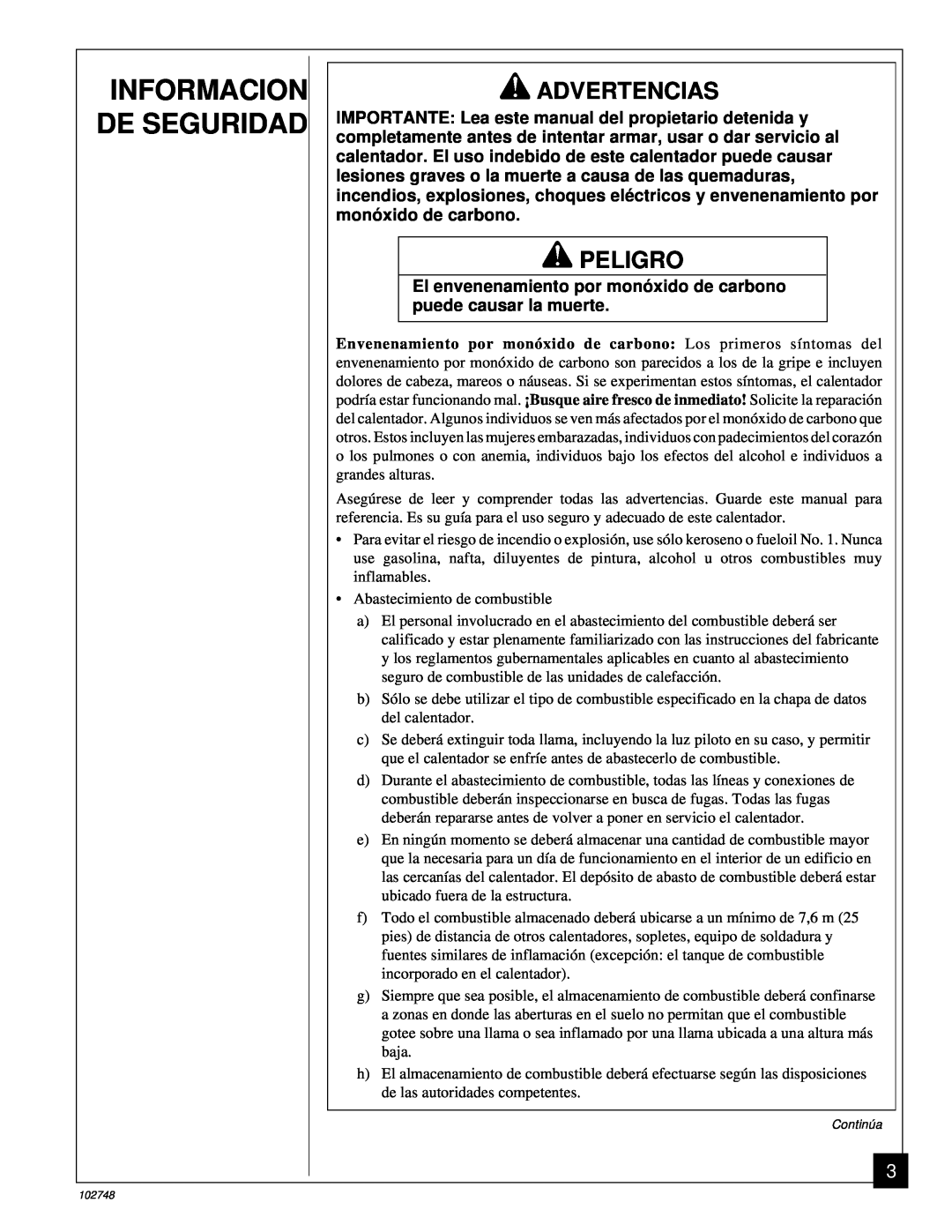 Desa 000) 26, 000) 20 owner manual Informacion De Seguridad, Advertencias, Peligro 
