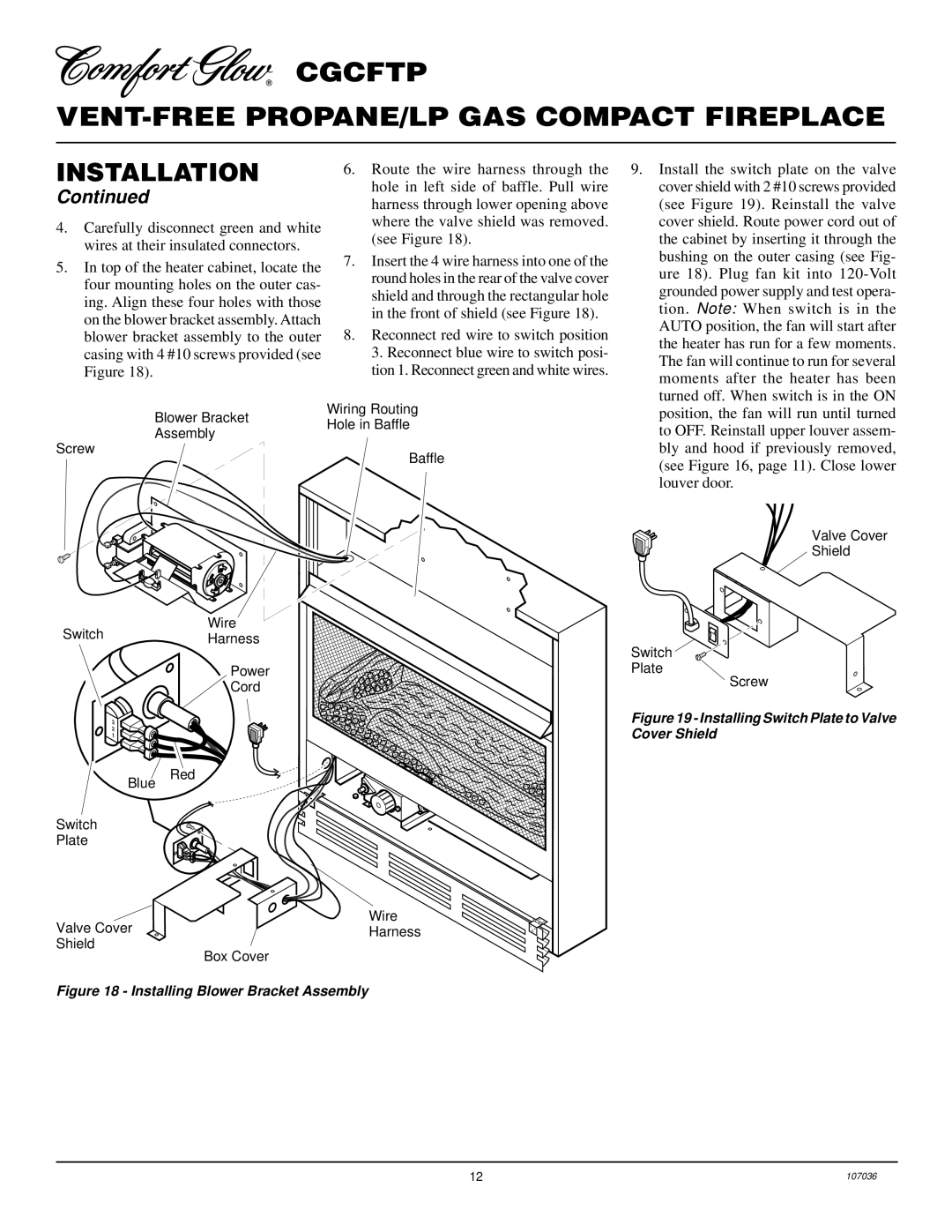 Desa 000 to 26, CGCFTP 14 installation manual Install the switch plate on the valve 