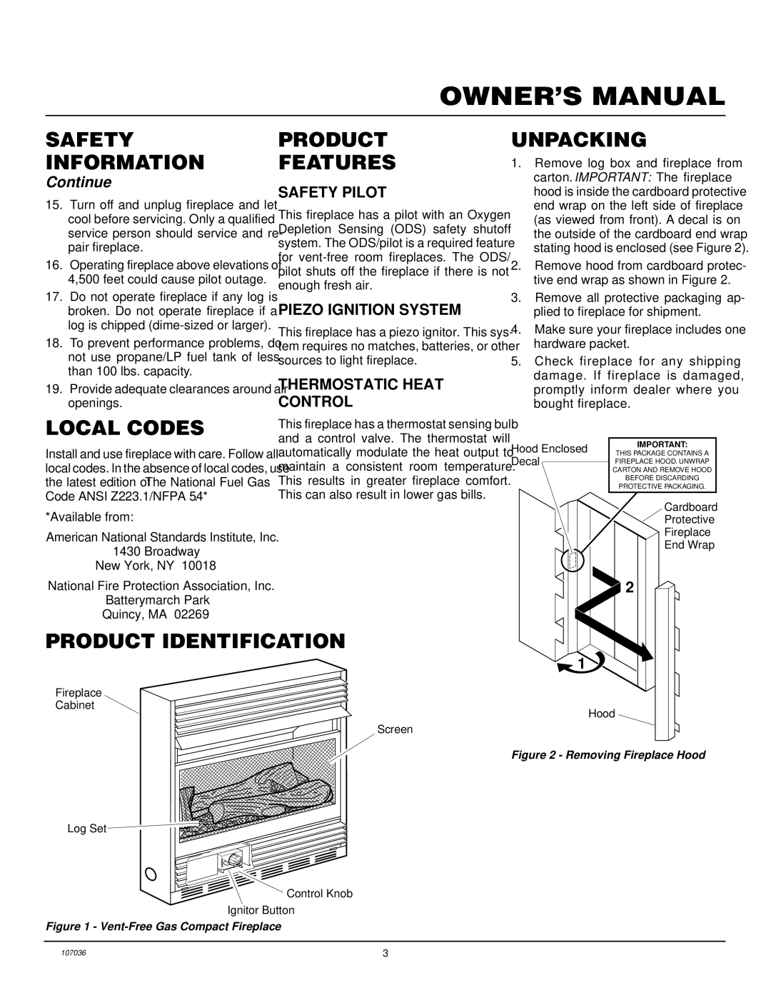 Desa CGCFTP 14, 000 to 26 installation manual Product Features, Unpacking, Local Codes, Product Identification 