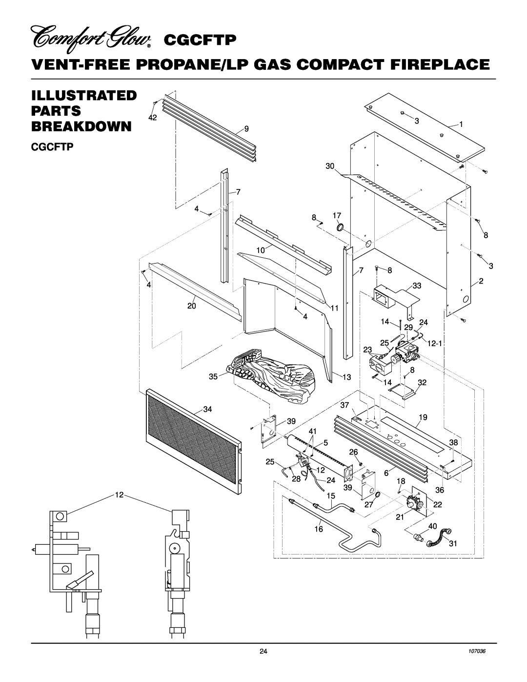 Desa 000 to 26, CGCFTP 14 Illustrated Parts, Breakdown, Cgcftp Vent-Freepropane/Lp Gas Compact Fireplace 