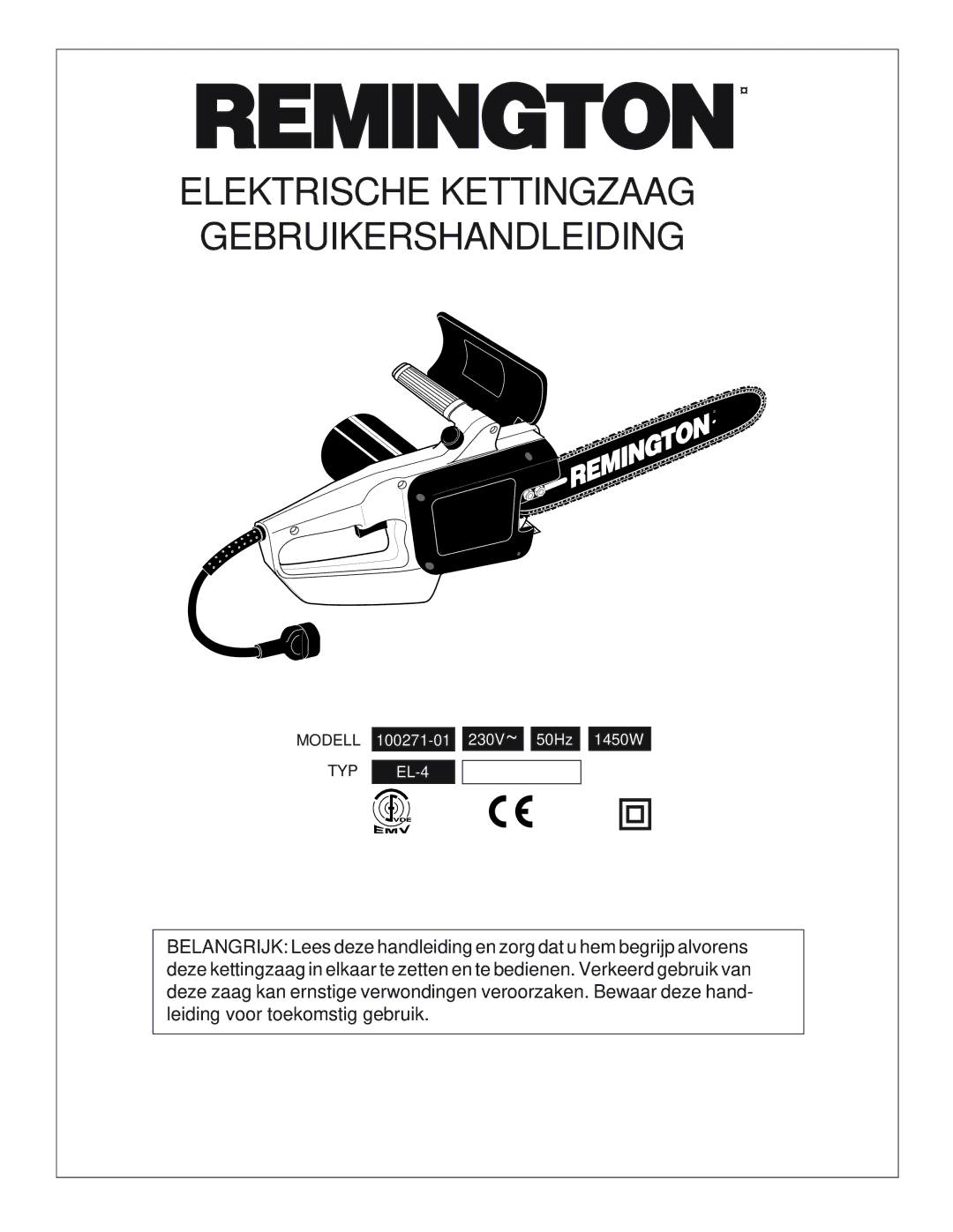 Desa 100271-01 owner manual Elektrische Kettingzaag Gebruikershandleiding 