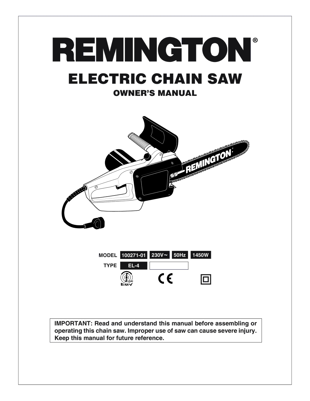 Desa 100271-01 owner manual Electric Chain SAW 