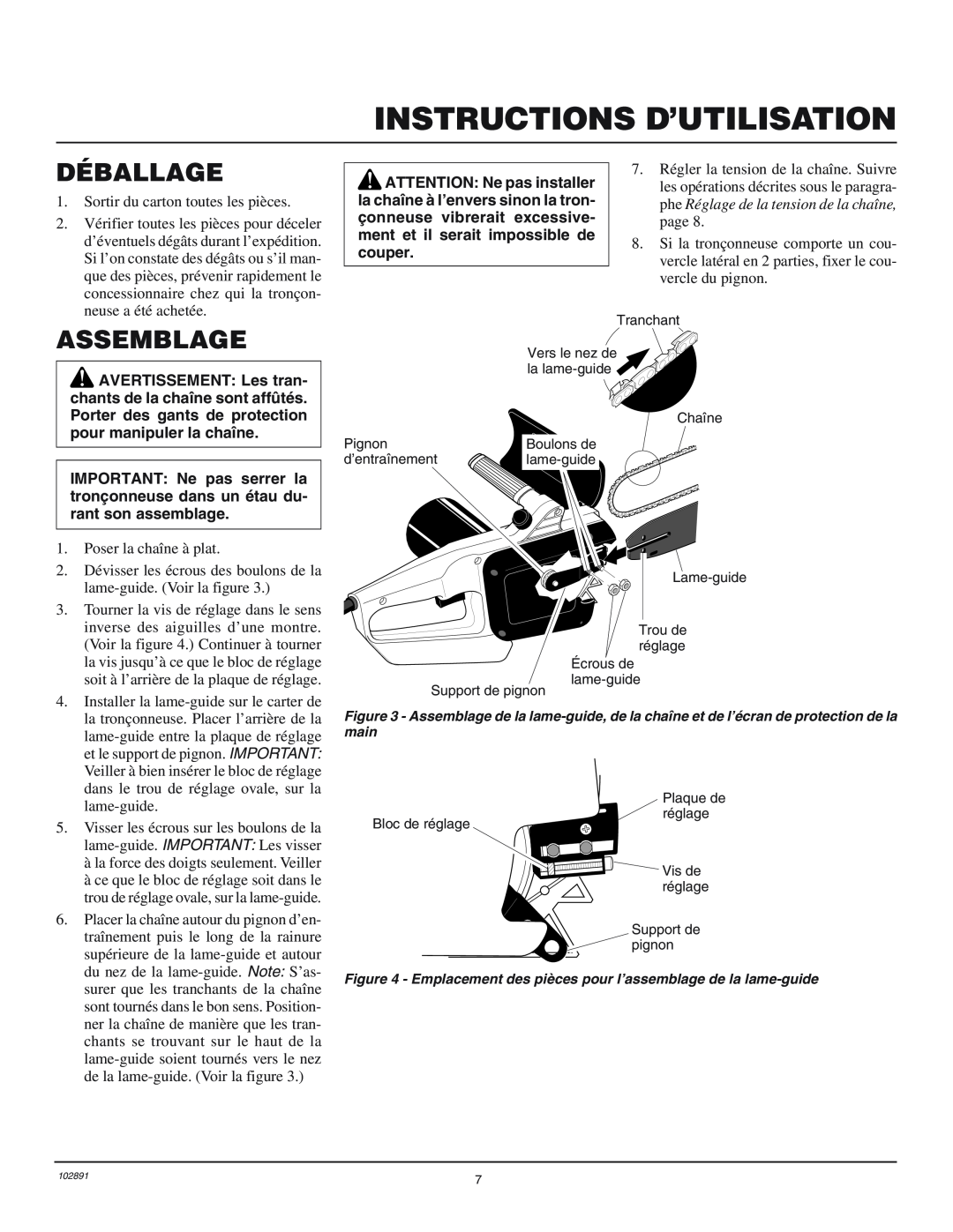 Desa 100271-01 owner manual Déballage, Assemblage, Instructions D’Utilisation 