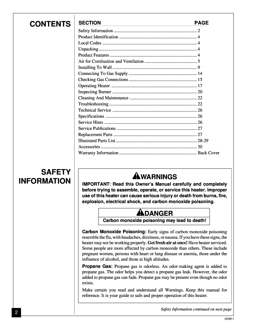 Desa 101811-01C.pdf installation manual Contents Safety Information, Warnings, Danger 