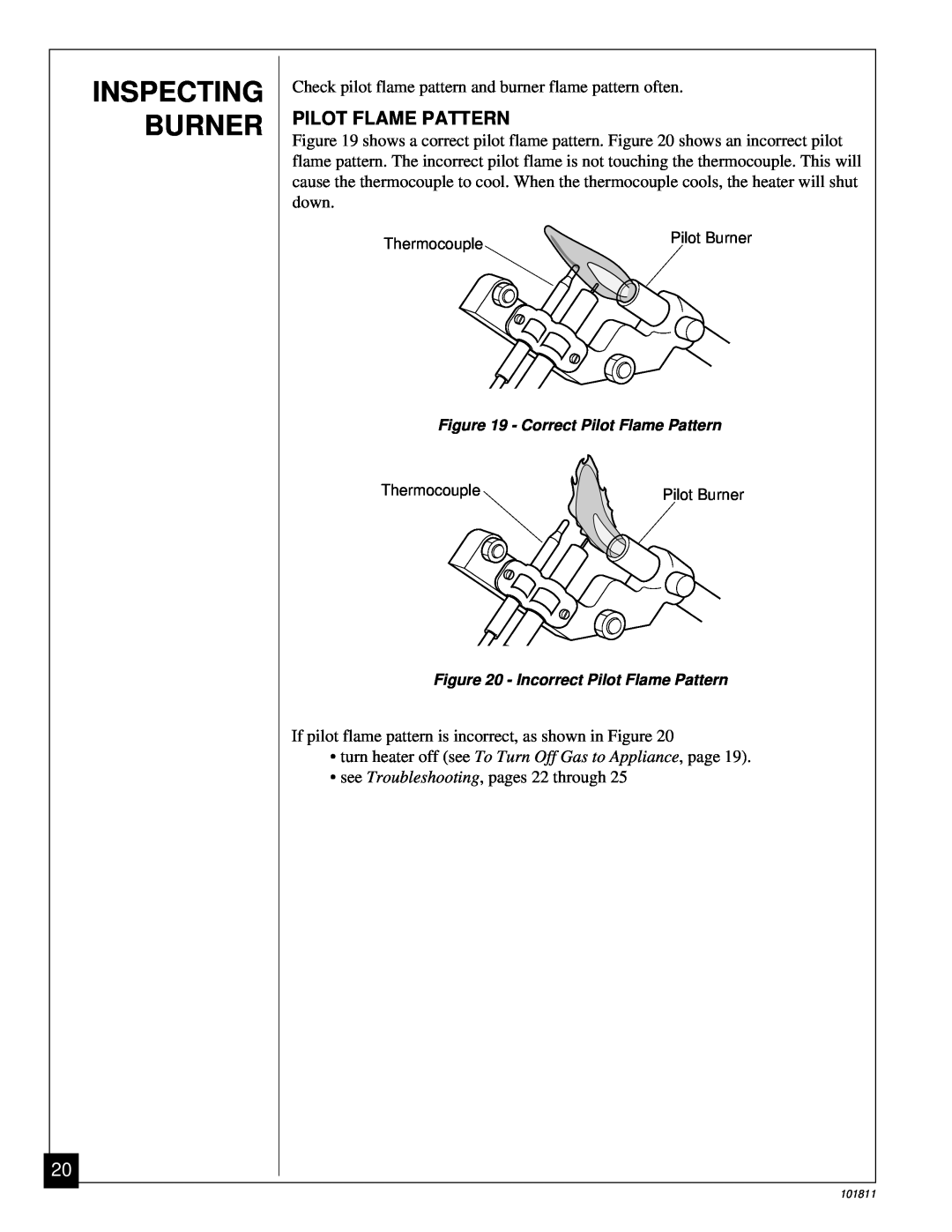 Desa 101811-01C.pdf installation manual Inspecting Burner, Pilot Flame Pattern 