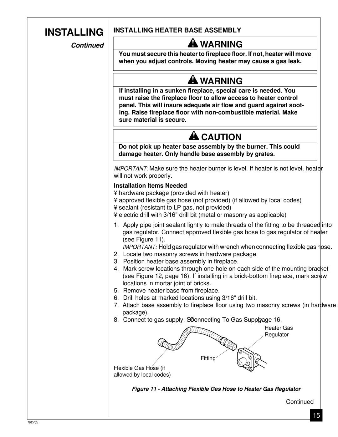 Desa 102783-01B installation manual Installing, Installation Items Needed 