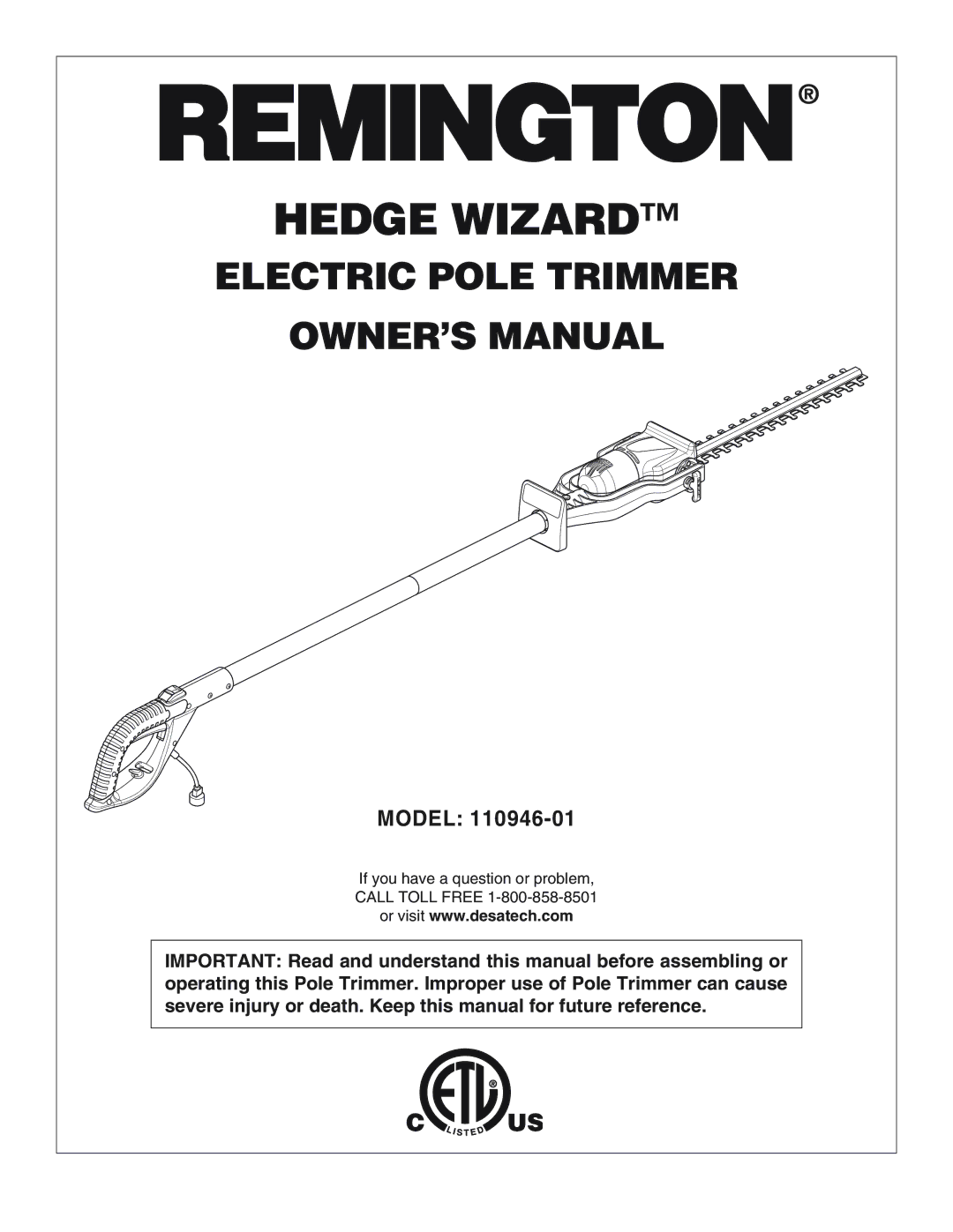 Desa 110946-01 owner manual Hedge Wizard 