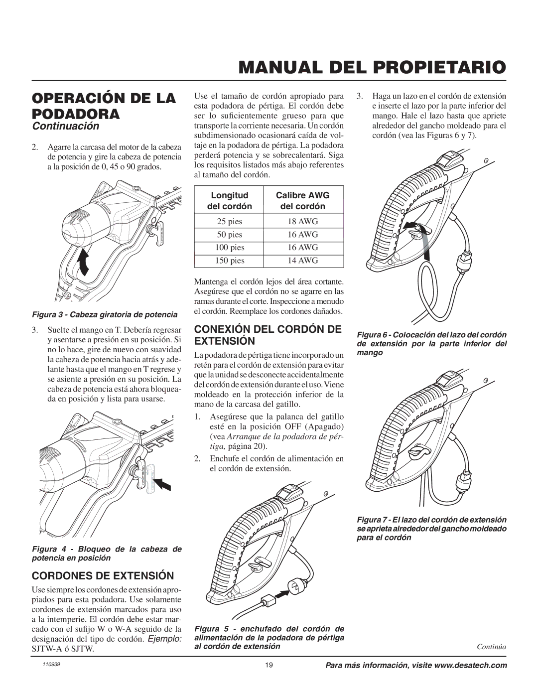 Desa 110946-01A Conexión DEL Cordón DE Extensión, Cordones DE Extensión, Longitud, Del cordón, Pies 18 AWG 16 AWG 14 AWG 