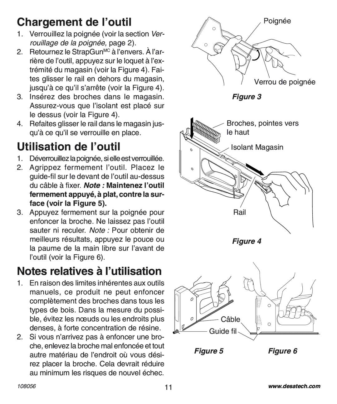 Desa 1214NM operating instructions Chargement de l’outil, Utilisation de l’outil 