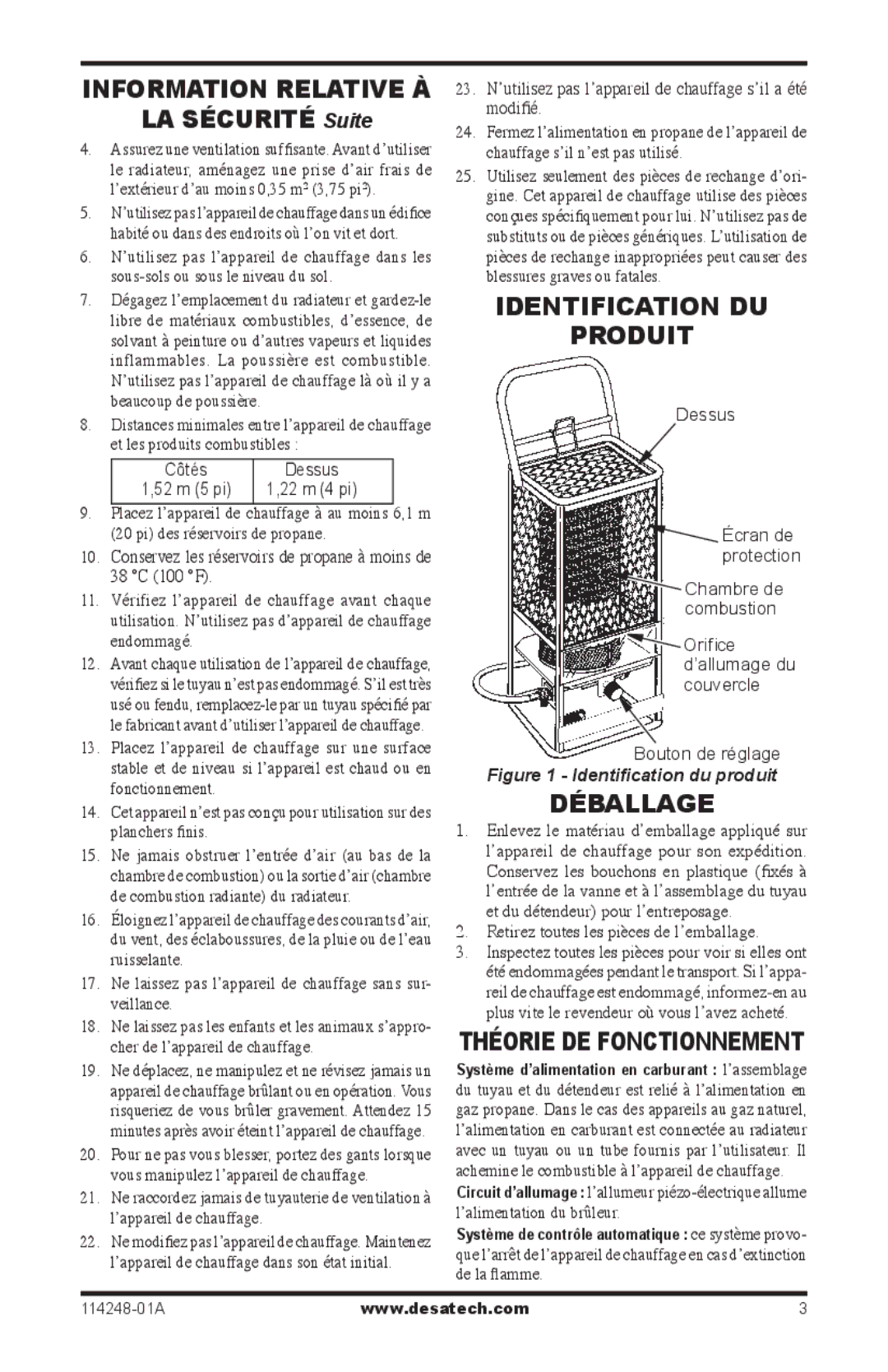 Desa 125-R owner manual Identification DU Produit, Déballage 