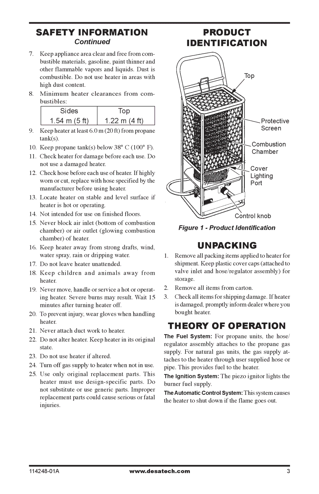 Desa 125-R owner manual Product Identification, Unpacking, Theory of Operation 