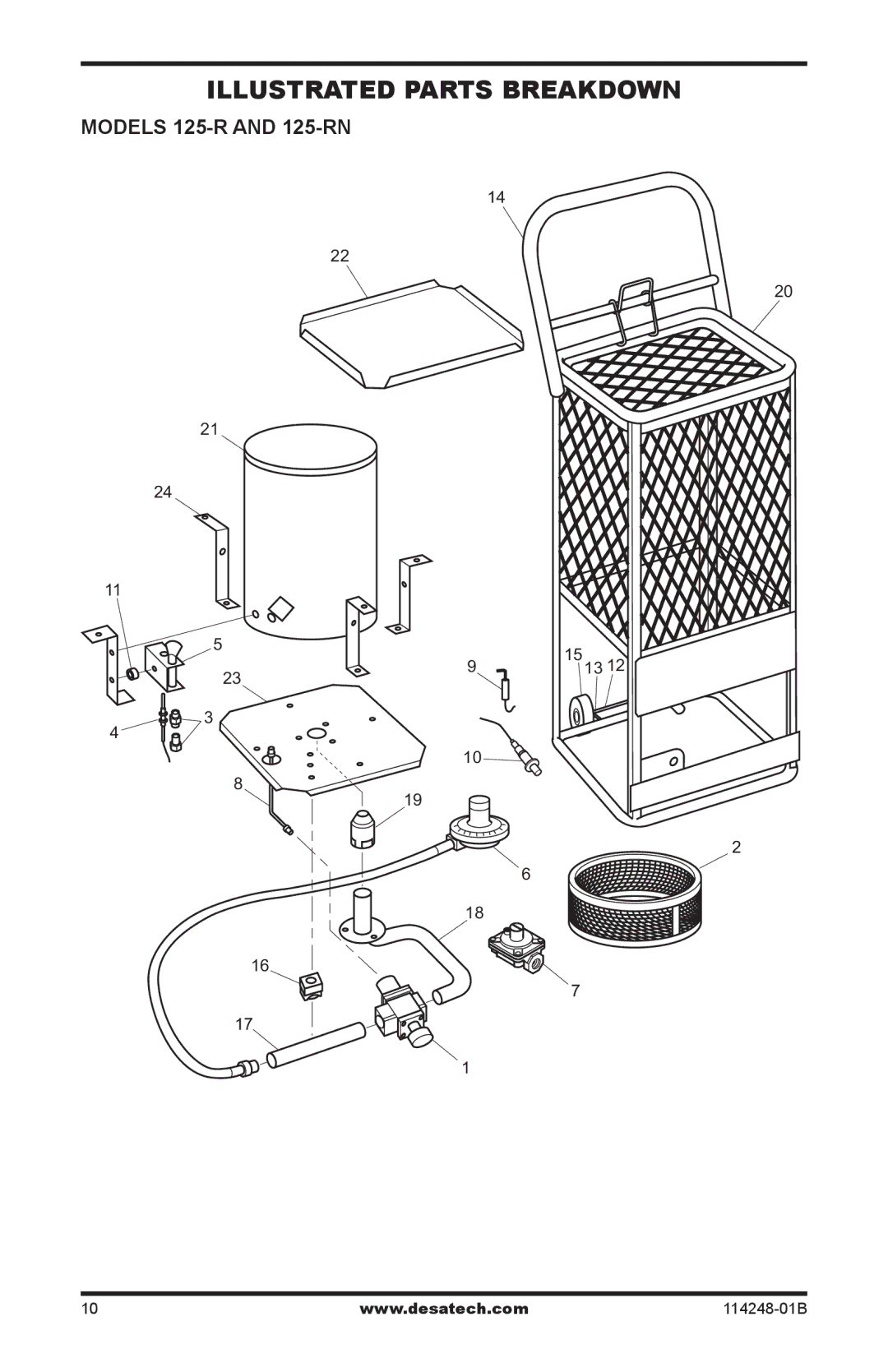 Desa owner manual Illustrated Parts Breakdown, Models 125-R and 125-RN 