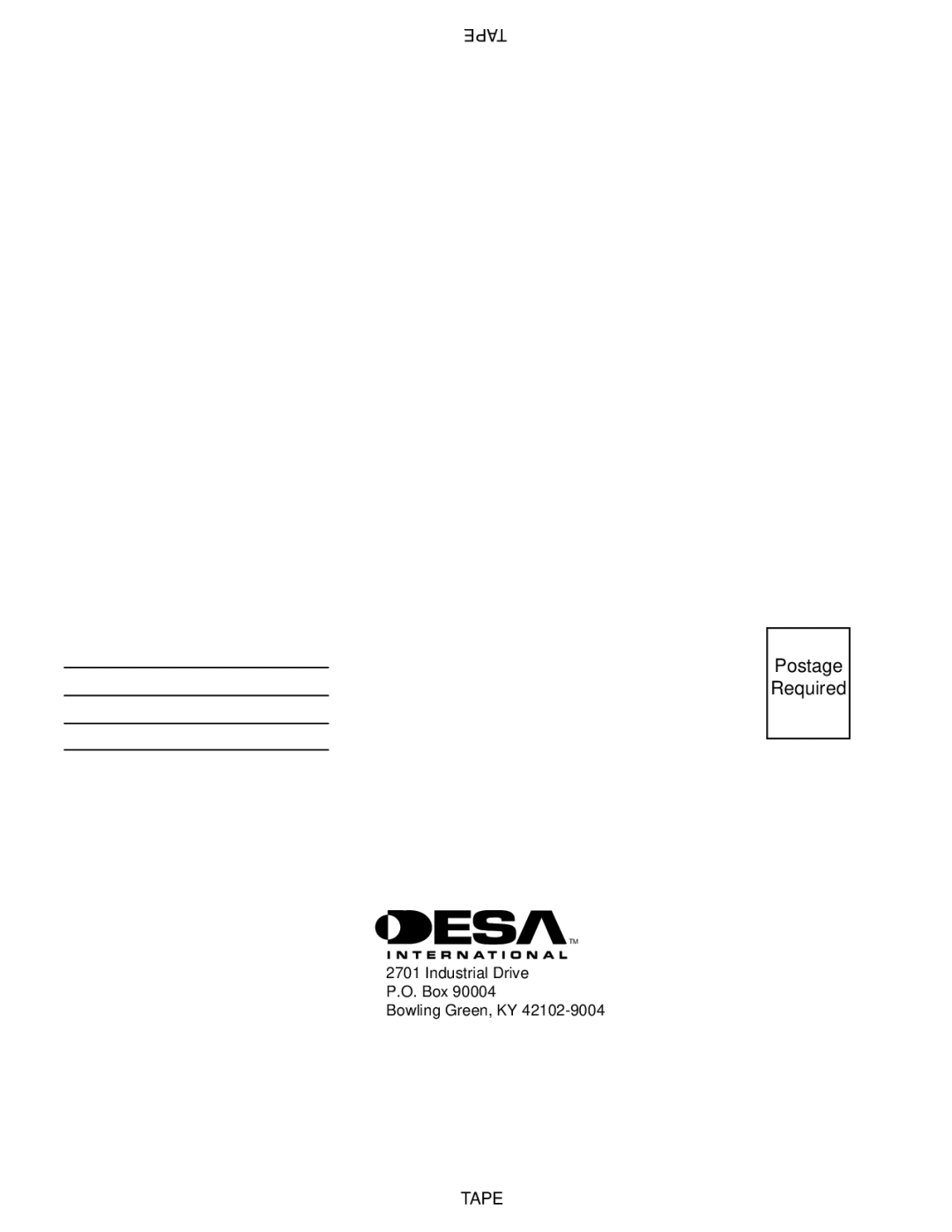 Desa 200 owner manual Postage Required 