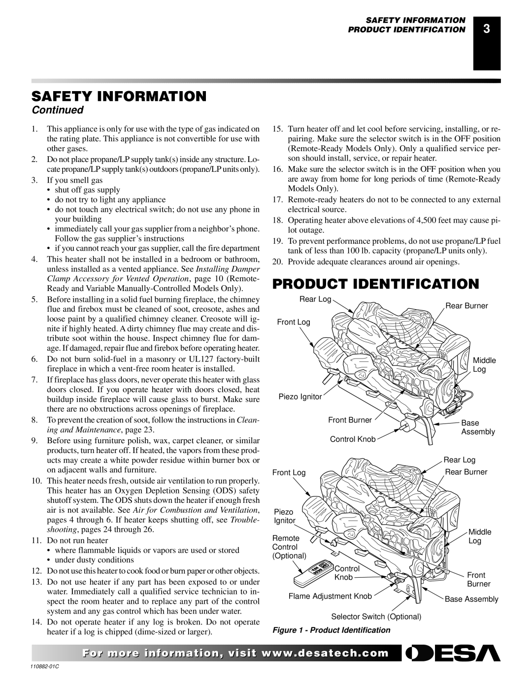 Desa R, V, T, 30 installation manual Product Identification 