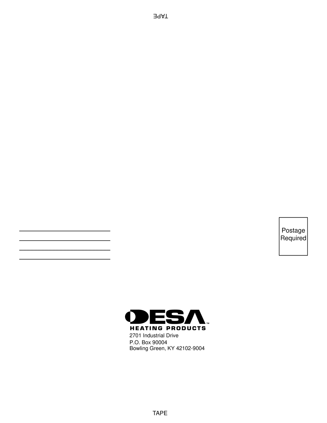 Desa 30, R, V, T installation manual Postage Required 