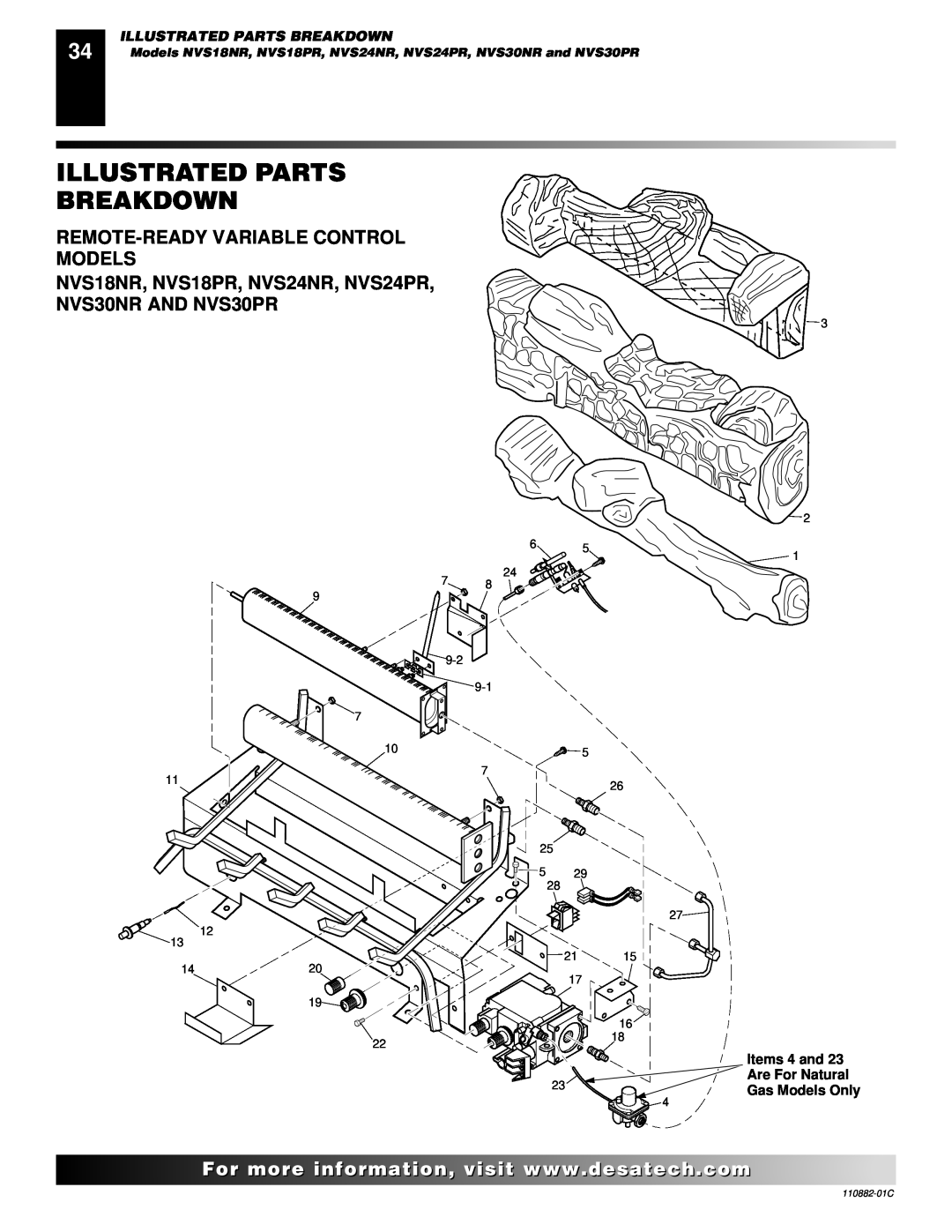 Desa 30 Illustrated Parts Breakdown, Remote-Readyvariable Control Models, NVS18NR, NVS18PR, NVS24NR, NVS24PR, Items 4 and 